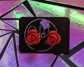 Red Rose Stud Earrings  |  Beauty and the Beast Inspired