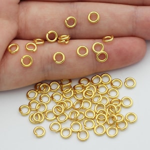 50pcs 24K Gold Plated 5mm Jump Rings, 1mm Thick Open Connector Loops for Jewelry Making, Earring Findings, DIY Craft Supplies