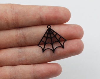22x24mm Black Plated Spider Web Charm, Halloween Charms, Web Pendant, Laser Cut Earring Charms, DIY Jewelry Supplies