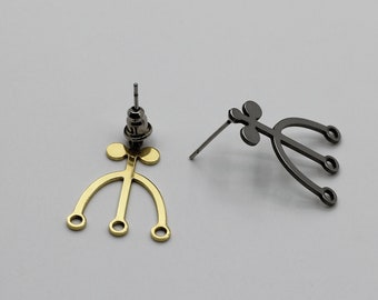 6pcs Stainless Steel Stud Earrings, Steel Flower Studs, Steel Earring Connectors, Flower Earring Post Steel Earrings Jewelry Making Supplies