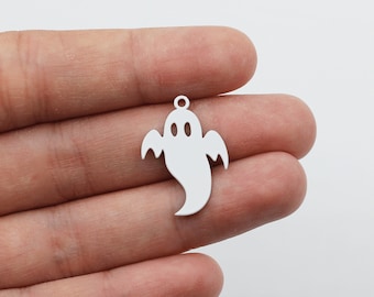 Encanto fantasma de 17x24 mm, colgante fantasma lindo, encantos de Halloween de Little Haunts, encantos pintados, suministros de fabricación de joyas cortadas con láser