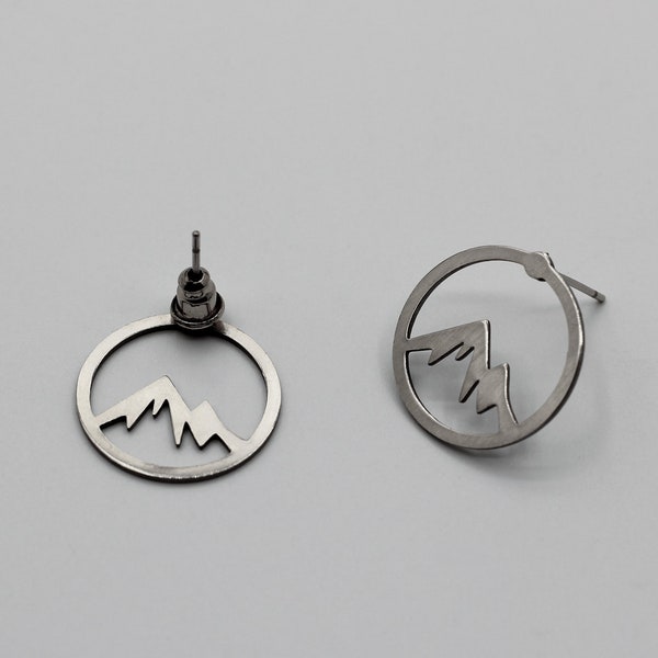 6pcs Stainless Steel Mountain Stud Earrings, Mountain Range Earrings, Mountain Peak Snow Steel Mountain Earrings, Laser Cut Jewelry Supplies