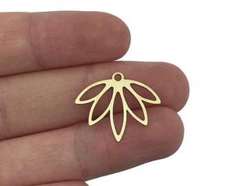 14x17mm Brass Lotus Charm, Lotus Flower Pendant, Brass Floral Charms, Laser Cut Earring Findings, Jewelry Making Supplies