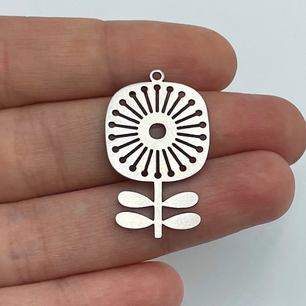 Stainless Steel Flower Charm, Dandelion Charm, Steel Pendants, Steel Earring Findings, Daisy Charm, Laser Cut Jewelry Making Supplies