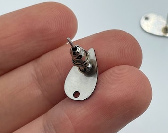 6pcs Stainless Steel Teardrop Earrings, Steel Drop Shape Earrings, Surgical Steel Stud Earrings, Jewelry Making Supplies, Laser Cut Earrings