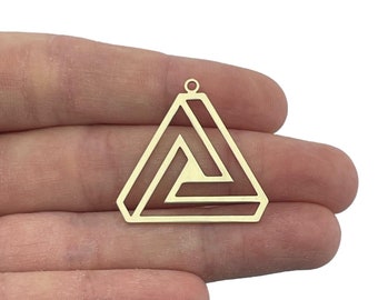 Raw Brass Triangle Charm, Brass Penrose Triangle Pendant, Geometric Charms, Laser Cut Findings, Brass Jewelry Making Supplies