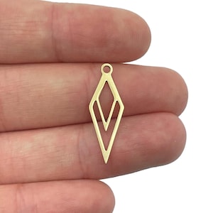 7x20mm Brass Rhombus Charm, Tiny Rhombus Pendant, Triangle Charm, Raw Brass Geometric Charms, Laser Cut Earring Charms, DIY Jewelry Supplies