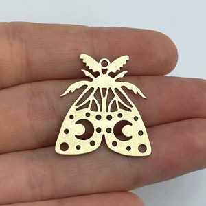 Raw Brass Moth Charm, Moth Pendant, Brass Findings, Necklace Pendant, Earrings Charm, Jewelry Supplies, Brass Butterfly Charm