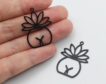 Black Plated Female Body Charm, Female Figure Charm, Charms for Jewelry Making, Laser Cut Charms, Earring Charms, Feminist Jewelry