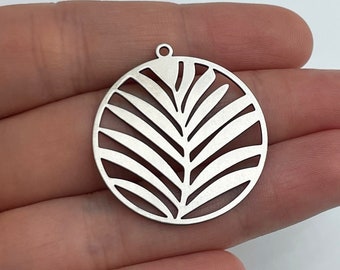 Stainless Steel Palm Leaf Charm, Steel Earring Charms Findings, Flower Charm, Jewelry Making Supplies, Laser Cut Leaf Charm 30x33x0.80mm