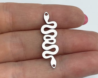 6x Stainless Steel Snake Charm, Snake Earring Charm, Steel Earring Charms Findings, Jewelry Making Supplies, Jewelry Connectors 10x33x0.80mm