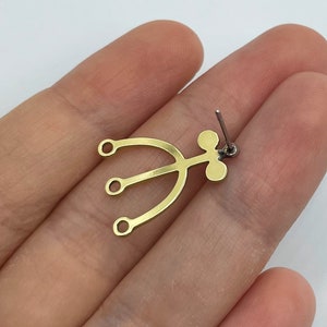 6pcs Raw Brass Stud Earrings, Brass Flower Studs, Brass Earring Connectors, Flower Earring Post, Brass Earrings, Jewelry Making Supplies