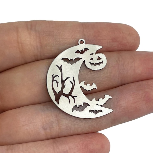 Stainless Steel Pumpkin Halloween Charm for Jewelry Making, Fall Charms for Earring Making, Halloween Charms, Jewelry Making Supplies