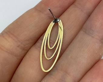 6pcs Raw Brass Oval Earrings, Brass Oval Geometric Stud Earring, Brass Earring Posts, Geometric Earrings, Laser Cut Jewelry Making Supplies