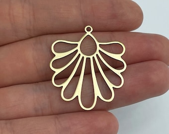 6x Brass Leaf Charm, Raw Brass Geometric Earring Charms, Brass Jewelry Components, Laser Cut Brass Pendants Findings 29x35x0.80mm