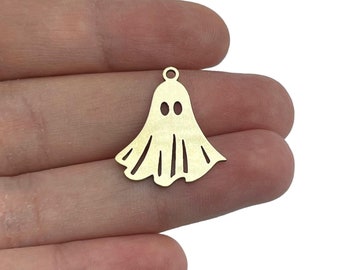 6pcs Raw Brass Ghost Charm, Little Haunts Halloween Charms, Spooky Spirit Charm, Laser Cut Jewelry Making Supplies, Brass Jewelry Findings