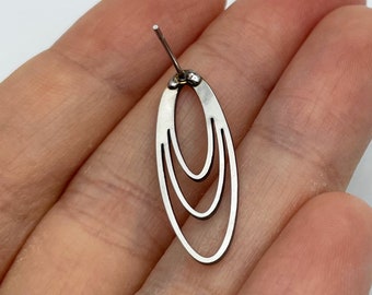 6pcs Stainless Steel Oval Earrings, Steel Oval Geometric Stud Earring, Steel Earring Posts, Geometric Earrings, Jewelry Making Supplies