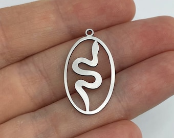 6pcs Stainless Steel Snake Charm, Snake Pendant, Oval Snake Charm, Animal Charms, Steel Jewelry Making Supplies, Steel Earring Charms