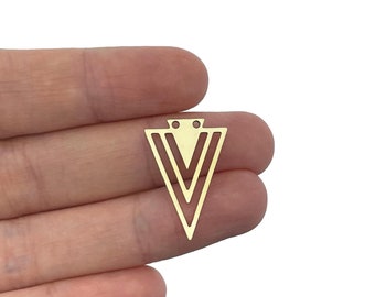 Solid Raw Brass Triangle Charms, Triangle Connector, Geometric Jewelry Making Findings, Laser Cut Brass Charms, Jewelry Supplies