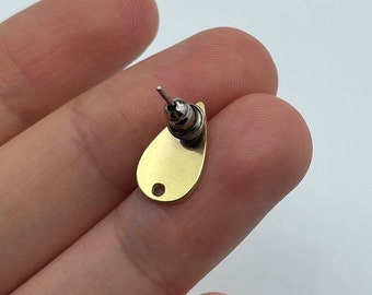 6pcs Raw Brass Teardrop Earrings, Brass Drop Shape Earrings, Brass Earrings, Jewelry Making Supplies, Laser Cut Brass Stud Earrings