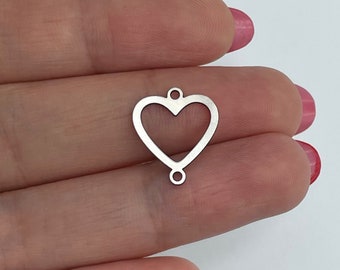 10pcs Stainless Steel Heart Connector, Steel Heart Charm Pendant, Earring Connectors, Steel Jewelry Components Laser Cut Earring Accessories