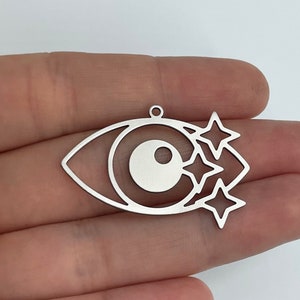 Stainless Steel Eye Charm, Earring Accessories, Steel Eye Pendant, Laser Cut Steel Findings, Jewelry Making Supplies, Earring Connectors