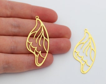 Ciondolo ala placcato oro 24K, Ciondolo ala di farfalla, Ciondoli per orecchini fai da te, Ciondolo ala geometrica, Ciondolo ala, Forniture per la creazione di gioielli