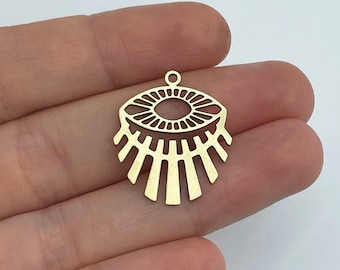 Raw Brass Eye Charm, Evil Eye Charm Pendant, Brass Jewelry Making Supplies, Laser Cut Earring Charms Findings 21x25x0.8mm