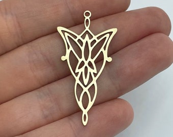 Raw Brass Evenstar Charm, Geometric Charm, Brass Charms for Jewelry Making, Brass Earring Charms, DIY Jewelry Components Finding 21x41x0.8mm