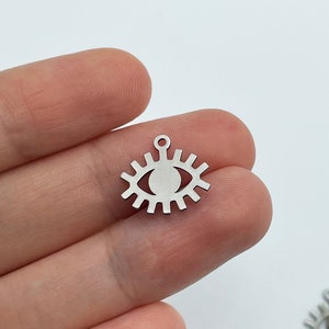 6pcs Stainless Steel Eye Stud Earrings, Steel Evil Eye Studs, Steel Stud Earrings, Laser Cut Steel Stud Earrings, Jewelry Making Supplies