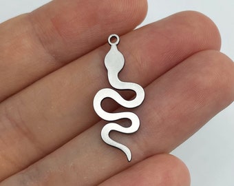 6pcs Stainless Steel Snake Charm, Tiny Snake Pendant, Earring Charms, Animal Charms, Steel Jewelry Making Supplies, Steel Earring Charms