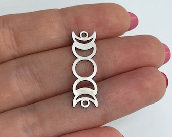Stainless Steel Moon Connectors, Steel Moon Phase Charm Pendant, Surgical Steel Earring Charms, Jewelry Components Findings 9x28x0.80mm