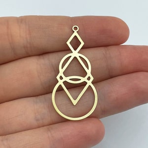 Raw Brass Geometric Charm, Geometric Shape Triangle Square Circle Charm, Laser Cut Brass Findings, Earring Charms, DIY Jewelry Supplies
