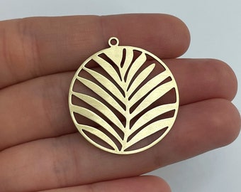 Raw Brass Palm Leaf Charm, Brass Earring Charms Findings, Flower Charm, Laser Cut Jewelry Making Supplies, Laser Cut Leaf Charm 30x33x0.80mm