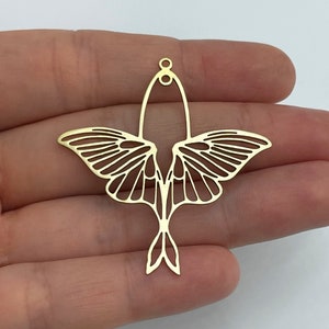 2x Raw Brass Moth Charm, Brass Earring Charms, Moth Pendant, Butterfly Charm, Brass Connectors, DIY Jewelry Making Supplies 43x46x0.80mm