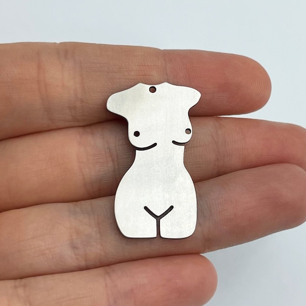 Stainless Steel Female Body Charm, Goddess Body Charm, Female Figure Charm, Steel Charms for Jewelry Making, Surgical Steel Earring Charms