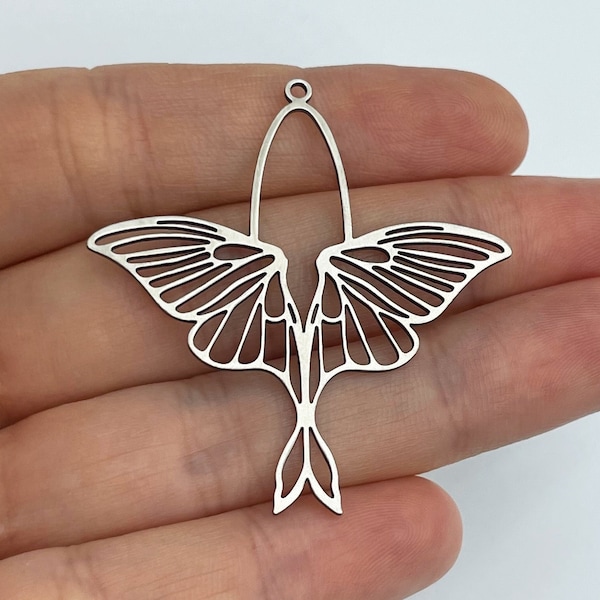 2x Stainless Steel Moth Charm Pendant, Moth Earring Charms, Dragonfly Charm, Butterfly Charm, Laser Cut Earring Charms DIY Jewelry Supplies