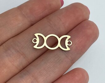 Raw Brass Moon Connectors, Brass Moon Phase Charm Pendant, Brass Earring Charms, Jewelry Components Findings 9x21x0.80mm