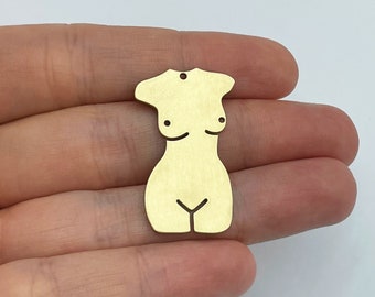 Raw Brass Female Body Charm, Goddess Body Charm, Female Figure Charm, Brass Charms for Jewelry Making, Laser Cut Charms, Earring Charms