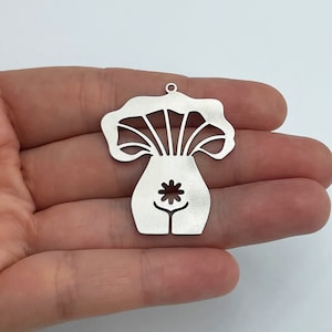 Stainless Steel Mushroom Charm, Female Body Charm, Steel Charms for Jewelry Making, Laser Cut Charms, Geometric Earring Charms 33x40x0.80mm