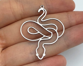 Stainless Steel Snake Charm, Snake Pendant, Snake Earring Charm, Steel Earring Charms, Surgical Steel Jewelry Making Supplies, Earring Charm