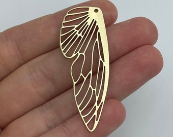 2x fascino ala d'ottone, fascino ala di farfalla, componenti dell'orecchino d'ottone, forniture di gioielli, fascino della libellula d'ottone grezzo, fascino dell'orecchino tagliato al laser