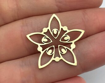 Messing Blume Ohrring Charm, Messing Blume Anhänger Charm, Messing Blume Charm, Messing Ohrring Zubehör, Schmuckherstellung Zubehör