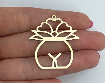 Raw Brass Female Body Charm, Brass Lotus Charm, Brass Charms for Jewelry Making, Laser Cut Charms, Earring Charms 20x34x0.80mm