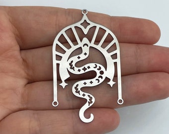 32x56x0.80mm Stainless Steel Snake Charm, Large Moon Phase Snake Pendant, Steel Earring Charms, Steel Connectors, Jewelry Making Supplies