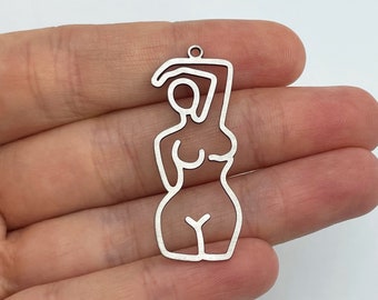 Stainless Steel Body Silhouette Charm, Female Body Charm, Goddess Body Charm, Female Figure Charm, Charms for Jewelry Making, Earring Charms