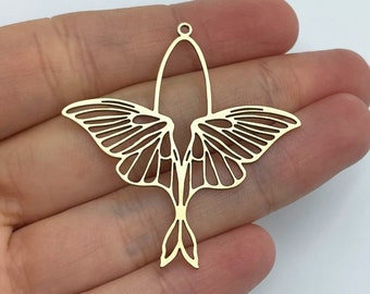 2x Raw Brass Moth Charm, Moth Earring Charms, Raw Brass Moth Pendant, Butterfly Charm, Laser Cut Brass Earring Charms, DIY Jewelry Supplies