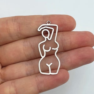 Stainless Steel Body Silhouette Charm, Female Body Charm, Goddess Body Charm, Female Figure Charm, Charms for Jewelry Making, Earring Charms