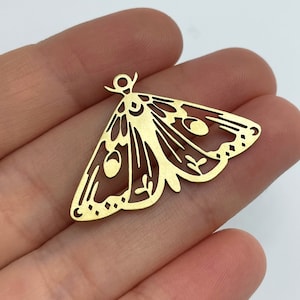 Raw Brass Moth Charm, Brass Moth Pendant, Butterfly Charm Pendant, Laser Cut Brass Earring Charms, DIY Jewelry Making Supplies