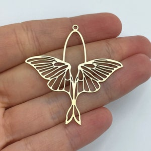 2x Raw Brass Moth Charm, Moth Earring Charms, Raw Brass Moth Pendant, Butterfly Charm, Laser Cut Brass Earring Charms, DIY Jewelry Supplies